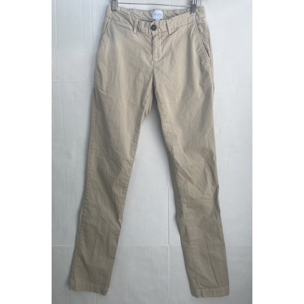 Sunspel Men's 28x 34Khaki Twill 100% Cotton Flat Front Mid Rise Chino Pants